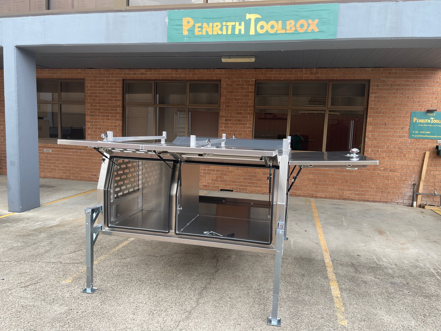1800mm Canopy with 1/4 Dog Cage - Flat Alloy - Jack off with Legs - 2.5mm Marine Grade