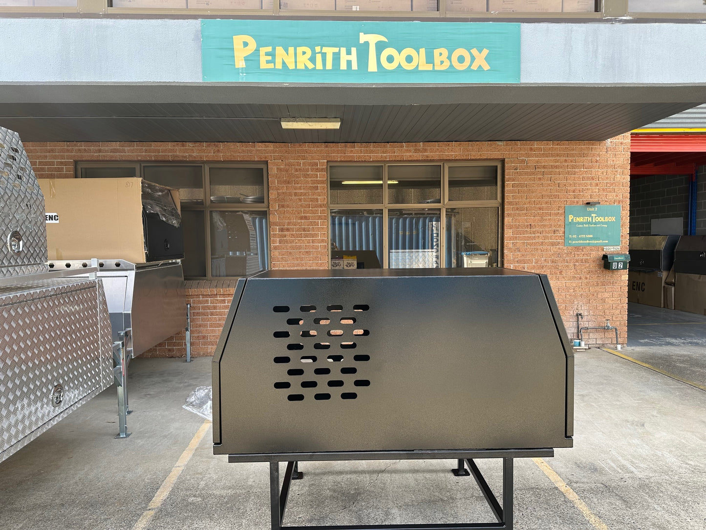800mm Black Half Canopy/Half Dog Box - 2.5mm Marine Grade Flat Alloy