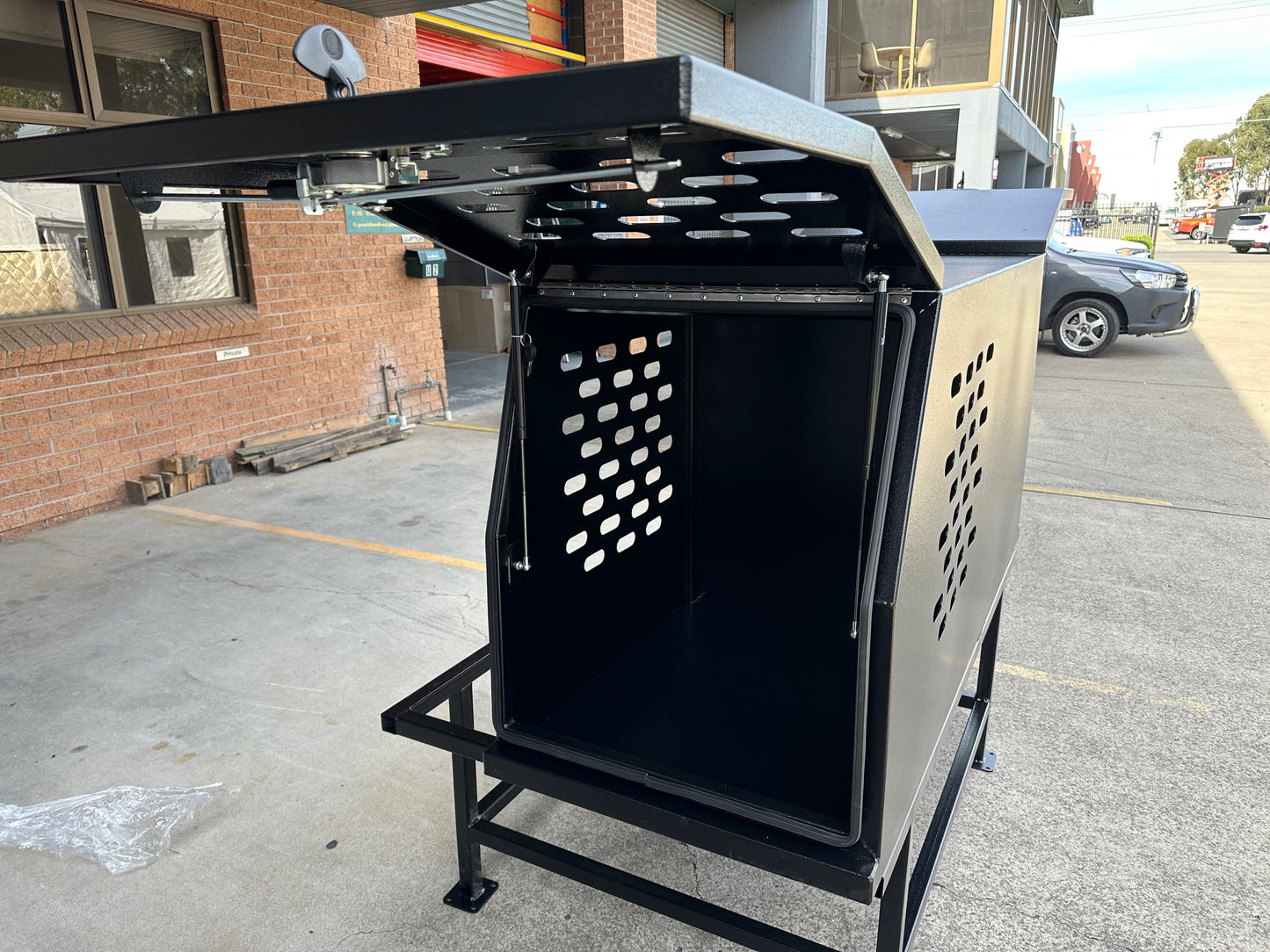 800mm Black Half Canopy/Half Dog Box - 2.5mm Marine Grade Flat Alloy