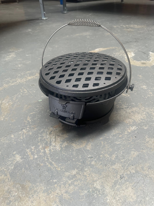 1x Cast Iron BBQ Stove 32x20cm Iron Grill Plate Dual Fuel Wood Charcoal