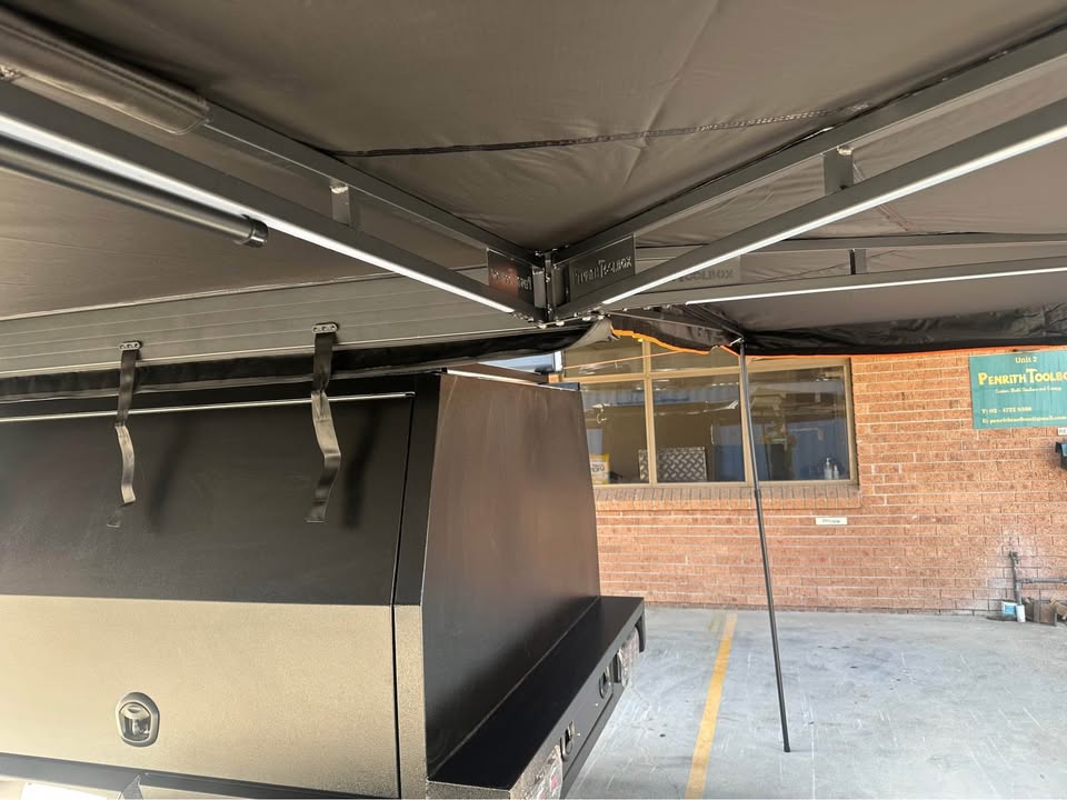 XL 2.5m 270 Deg. Awning with LED lights - Heavy Duty A Frame Structure with Mounting kit