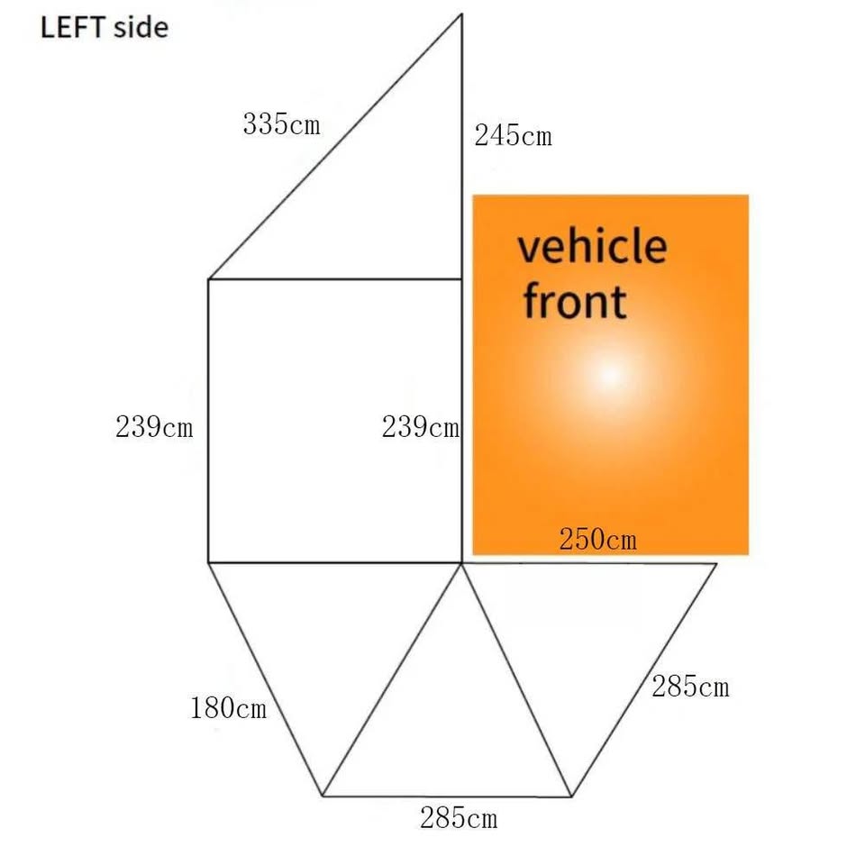 XL 2.5m 270 Deg. Awning with LED lights - Heavy Duty A Frame Structure with Mounting kit