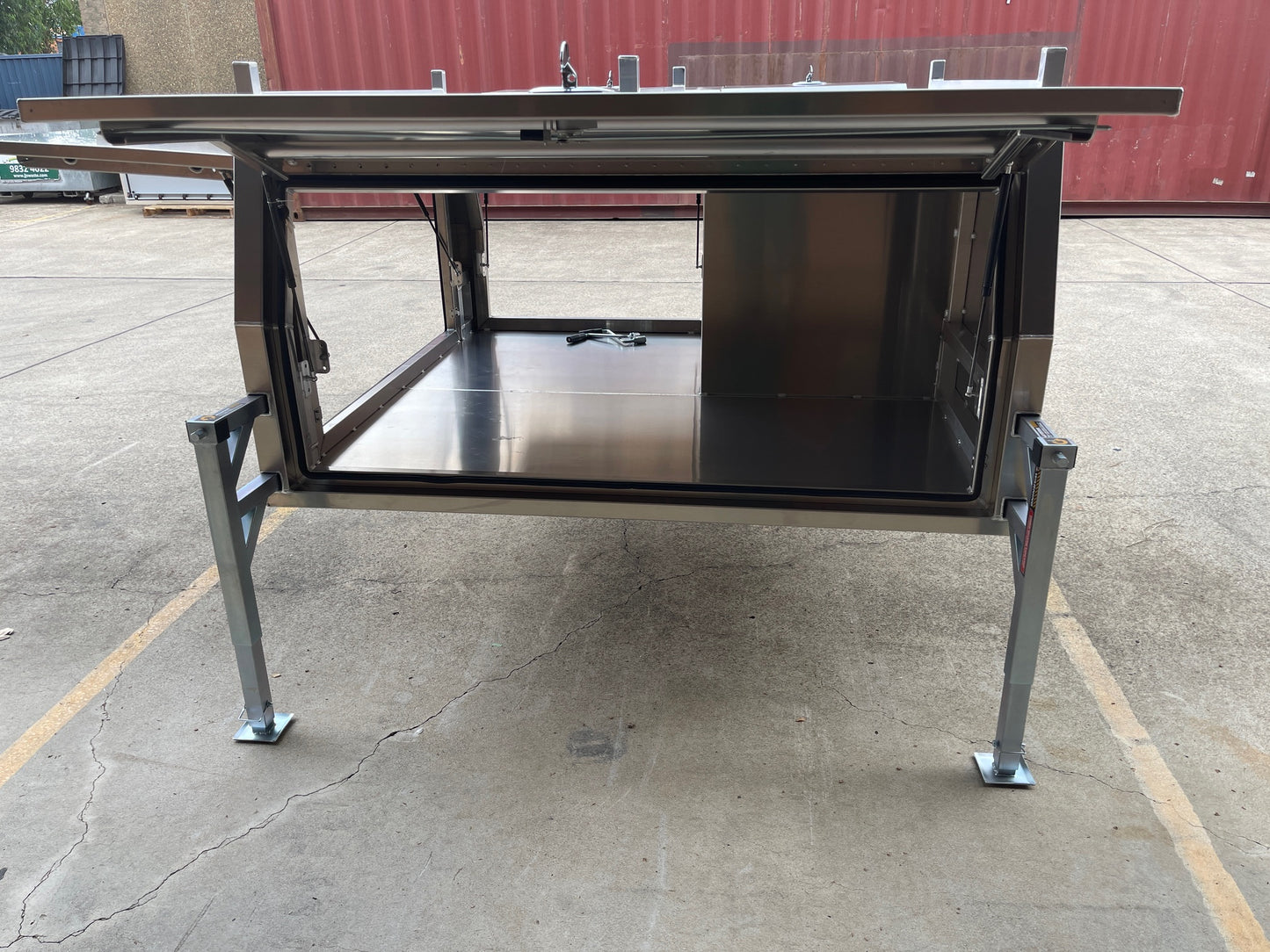1800mm Canopy with 1/4 Dog Cage - Flat Alloy - Jack off with Legs - 2.5mm Marine Grade