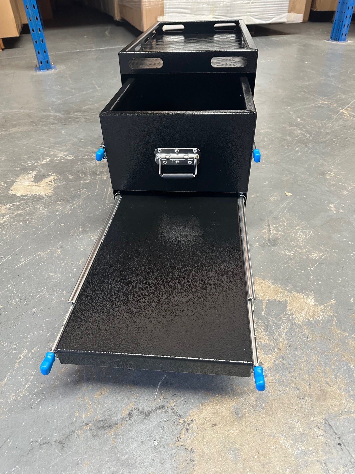 Black 400mm Camping Drawer - Flat Aluminium