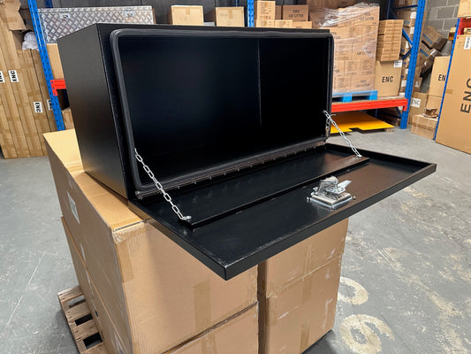 910mm * 455mm * 455mm Truck Under Tray Toolbox Black Steel