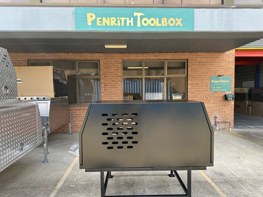 700mm Black Half Canopy/Half Dog Box - 2.5mm Marine Grade Flat Alloy