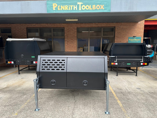 1800mm Dual Cab Lift off Canopy with Double Dog Cage - Powder Coated in Black