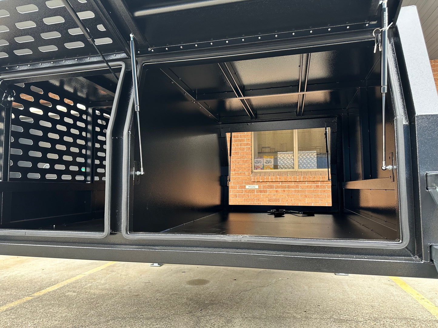 1800mm Dual Cab Lift off Canopy with Double Dog Cage - Powder Coated in Black
