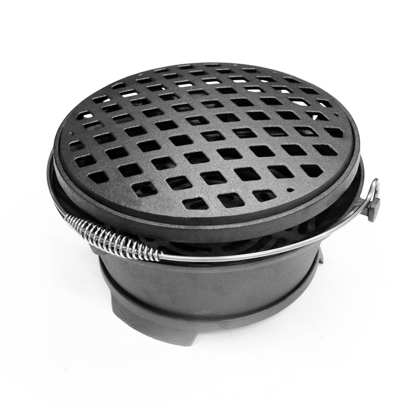 1x Cast Iron BBQ Stove 32x20cm Iron Grill Plate Dual Fuel Wood Charcoal