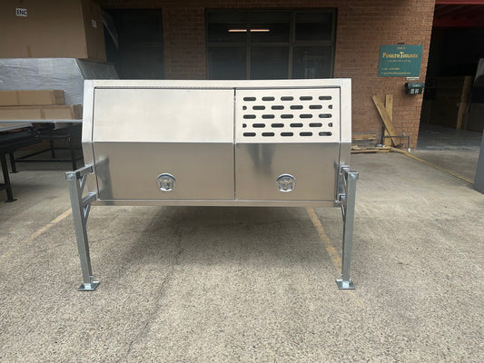1800mm Canopy with 1/4 Dog Cage - 2.5mm Flat Alloy - 4 Doors - Jack off with Legs