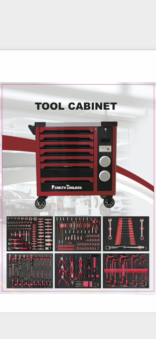 Heavy Duty 7 Drawer Tool Trolley Cabinet with Sliding Pantry - 6 Trays of Professional Tools  - Inbuilt Bluetooth Speaker - Phone Charger