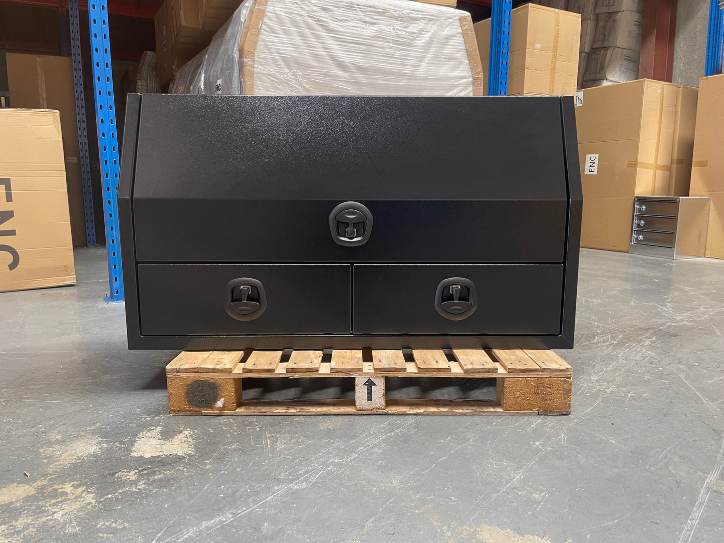 Black Side Opening Toolbox with2 Bottom Drawers - 1450mm Long