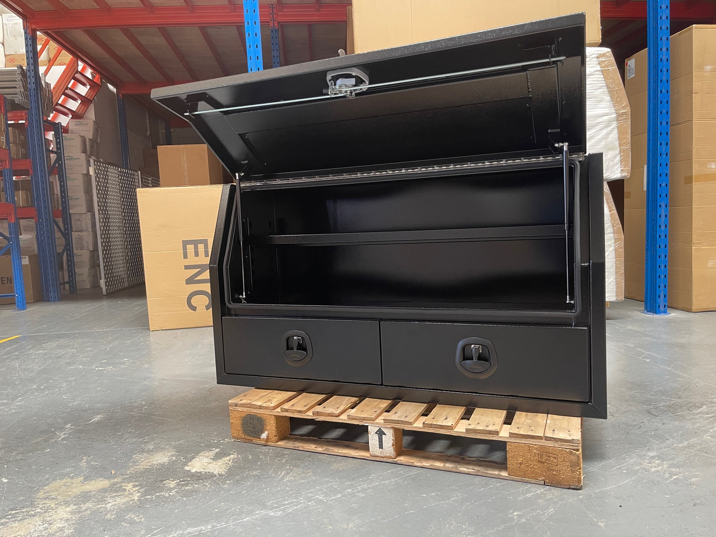 Black Side Opening Toolbox with2 Bottom Drawers - 1450mm Long