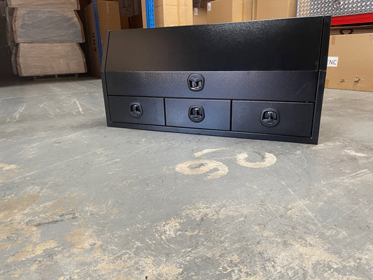 Black Side Opening Toolbox with 3 Bottom Drawers - 1750mm Long
