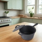 1x Cast Iron Saucepan 19x10cm with Lid One-Piece Cast Iron Handle Daily Cooking