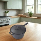 1x Cast Iron Saucepan 19x10cm with Lid One-Piece Cast Iron Handle Daily Cooking