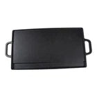 1X Cast Iron Double Sided Griddle 50x23cm Flat/Ridged for Family Meals BBQ