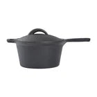 1x Cast Iron Saucepan 19x10cm with Lid One-Piece Cast Iron Handle Daily Cooking