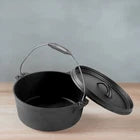 1x Cast Iron Sauce Pot with Lid Wire Handle 25x10cm for Home Cooking Camping
